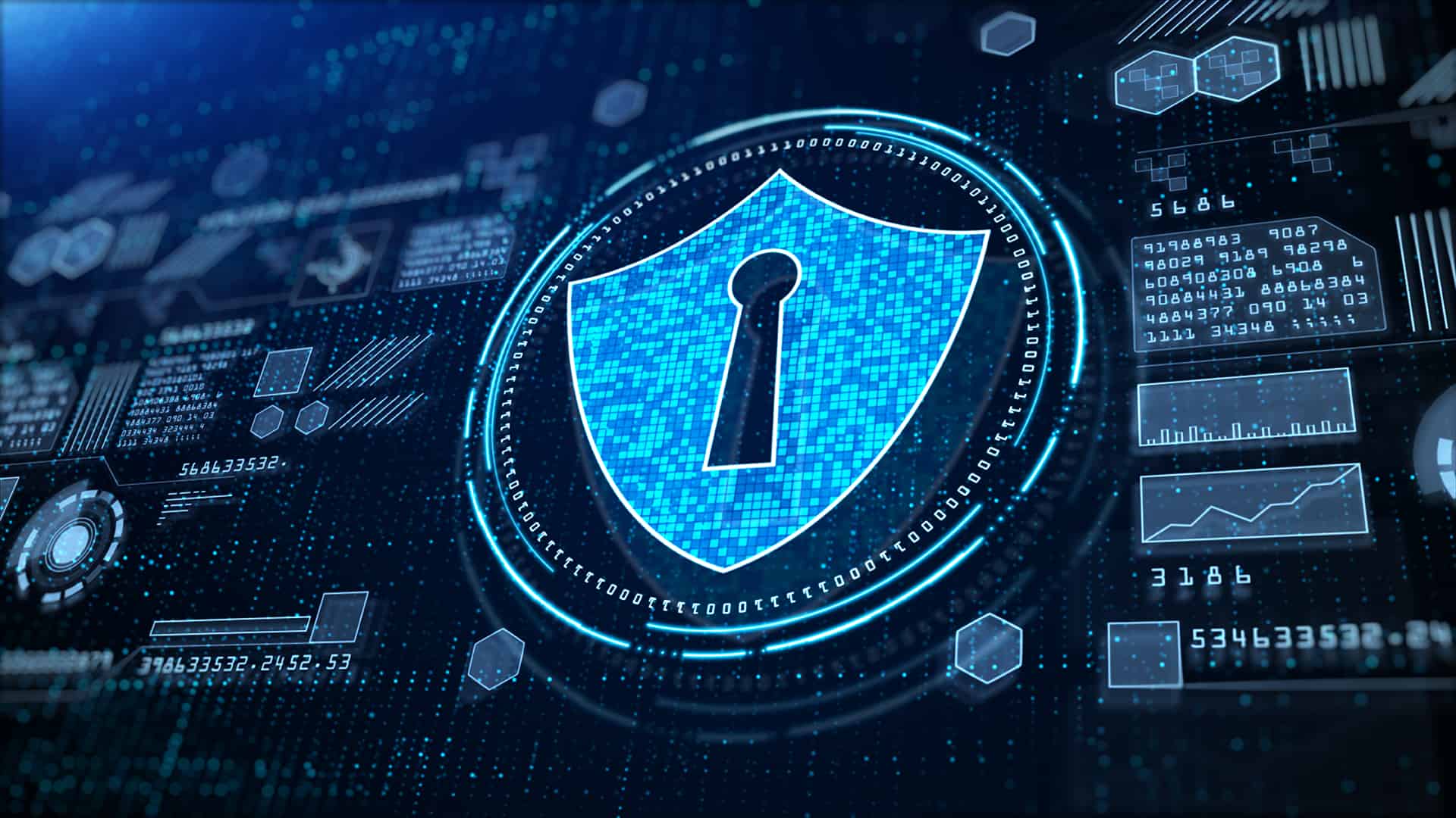 Shield Icon Cyber Security, Hi-Tech digital display holographic